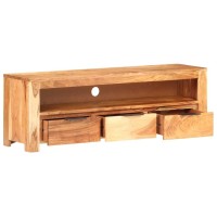 Vidaxl Solid Acacia Wood Tv Stand| Pre-Assembled Wooden Media Unit With Ample Storage | Unique Natural Finish | Ideal For Living Room Or Bedroom