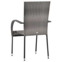 Vidaxl Stackable Patio Chairs, 4 Pcs, Outdoor Patio Dining Chair With Armrest, Stackable Outdoor Wicker Chair For Patio Garden Yard, Poly Rattan Gray