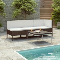 vidaXL 3 Piece Garden Lounge Set with Cushions Poly Rattan Brown 310201