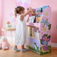 Fantasy Fields Magic Garden Kids 3-Tier Wooden Bookshelf With Storage Drawer, Multicolor
