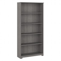 Bush Furniture Cabot Tall 5 Shelf Bookcase Large Open Bookshelf In Modern Gray Sturdy Display Cabinet For Library, Living Room, And Home Office