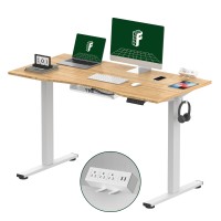 Flexispot En2 Wholepiece Bamboo Standing Desk With Clamp Power Strip 48 X 24 Electric Stand Up Height Adjustable Desk With Cab