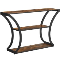 Vasagle Console Table With Curved Frames And 2 Open Shelves, For Hallway Entryway Living Room, Rustic Brown + Black, 11.8 X 47.2 X 31.5 Inches