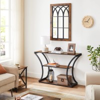 Vasagle Console Table With Curved Frames And 2 Open Shelves, For Hallway Entryway Living Room, Rustic Brown + Black, 11.8 X 47.2 X 31.5 Inches