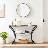 Vasagle Console Table With Curved Frames And 2 Open Shelves, For Hallway Entryway Living Room, Rustic Brown + Black, 11.8 X 47.2 X 31.5 Inches