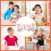 Costzon Kids Table And Chair Set For Toddler, 3 Piece Plastic Children Activity Table For Reading, Drawing, Snack Time, Arts Crafts, Preschool, Kindergarten & Playroom, Easy Clean (Pink)