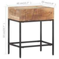 vidaXL Side Table 15.7x11.8x19.7 Solid Rough Mango Wood