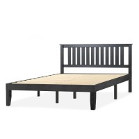 Mellow Marley 14 Inch Solid Wood Platform Bed With Paneled Headboard Ebony Black King