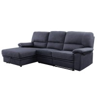 Acme Trifora Reclining Storage Sectional Sofa In Dark Gray Fabric