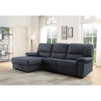 Acme Trifora Reclining Storage Sectional Sofa In Dark Gray Fabric