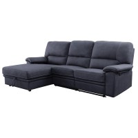 Acme Trifora Reclining Storage Sectional Sofa In Dark Gray Fabric