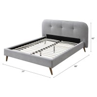Acme Graves Button Tufted Fabric Queen Platform Bed In Gray