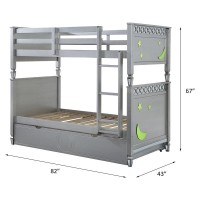 Acme Powell Twin Over Twin Wooden Bunk Bed With Trundle In Silver