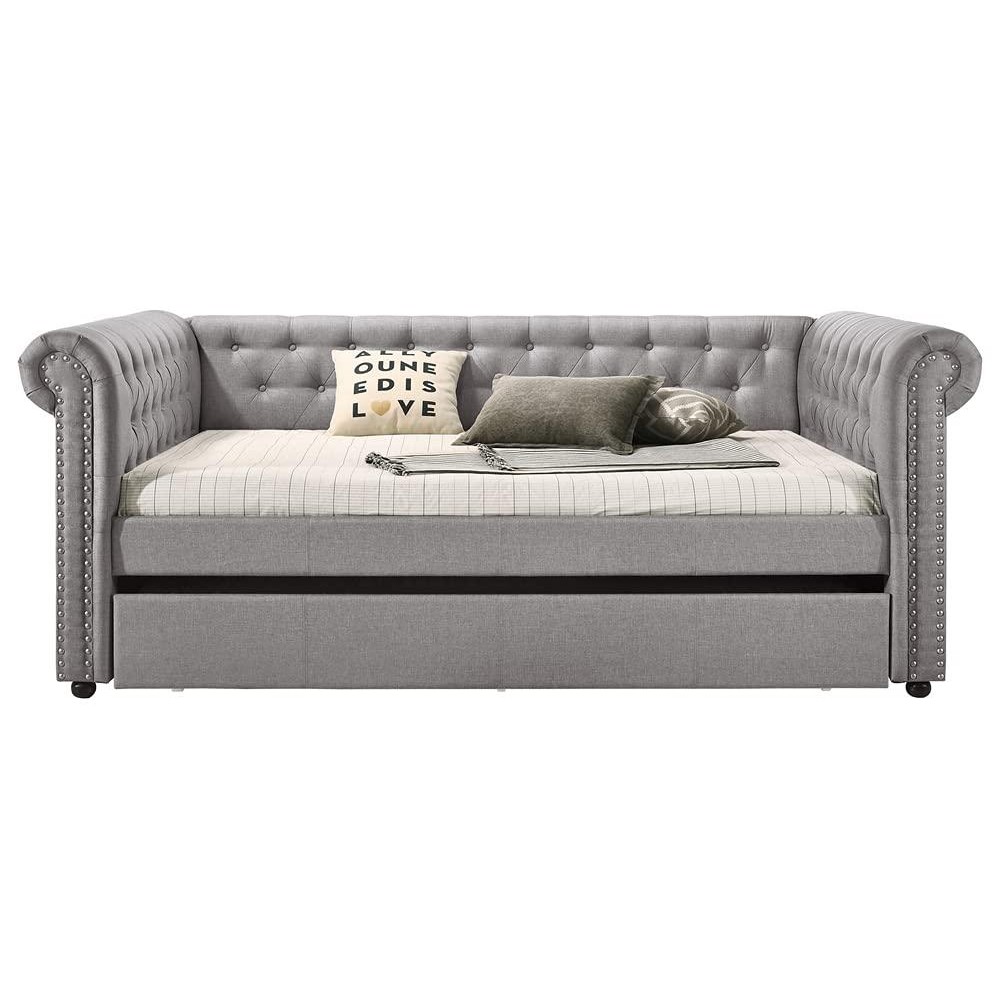 Acme Justice Fabric Full Daybed And Twin Trundle In Smoke Gray