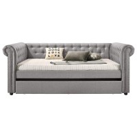 Acme Justice Fabric Full Daybed And Twin Trundle In Smoke Gray