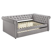 Acme Justice Fabric Full Daybed And Twin Trundle In Smoke Gray