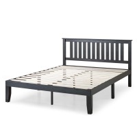 Mellow Marley 14 Inch Solid Wood Platform Bed With Paneled Headboard Ebony Black Full