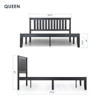 Mellow Marley 14 Inch Solid Wood Platform Bed With Paneled Headboard Ebony Black Queen