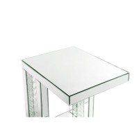 Accent Table Mirrored Faux Crystals Inlay