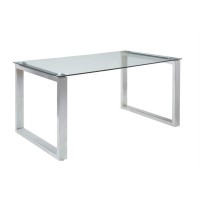 Acme Abraham Rectangular Dining Table In Clear Glass And Chrome
