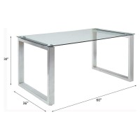 Acme Abraham Rectangular Dining Table In Clear Glass And Chrome