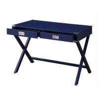 Acme Amenia Wooden Rectangular Writing Desk With X-Shaped Base In Navy Blue