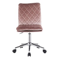 Acme Aestris Tufted Velvet Armless Office Chair With Swivel Seat In Pink