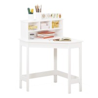 Utex Corner Desk With Storage And Hutch For Small Space, Kids Corner Desk With Reversible Hutch For Girls Boys, Study Computer Desk Workstation & Writing Table For Home School Use, White