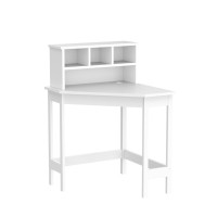 Utex Corner Desk With Storage And Hutch For Small Space, Kids Corner Desk With Reversible Hutch For Girls Boys, Study Computer Desk Workstation & Writing Table For Home School Use, White