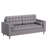 Edenbrook Lynnwood Upholstered Sofa - Couch for Living Room Office or Bedroom - Mid-Century Modern Design Furniture - Buttonless Tufting - Simple Assembly - Includes Bolster Pillows - Light Gray