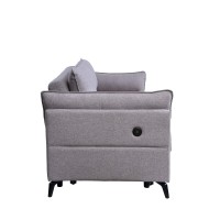 Acme Helaine Fabric Loose Back Sleeper Sofa With Usb Port In Gray