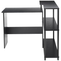 Acme Ievi Wooden Top Writing Desk With Built-In Right Side Bookcase In Black