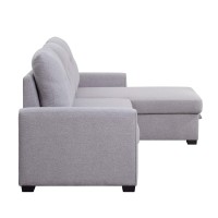 Acme Amboise Fabric Reversible Sleeper Sectional Sofa With Storage In Light Gray