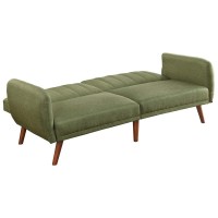 Acme Bernstein Linen Fabric Tufted Adjustable Sofa In Green And Walnut
