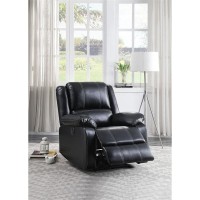 Acme Zuriel Faux Leather Power Recliner With Pillow Top Armrest In Black