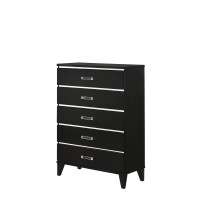 Acme Chelsie Wooden Rectangular Chest With 5 Storage Drawers In Black