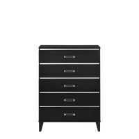 Acme Chelsie Wooden Rectangular Chest With 5 Storage Drawers In Black