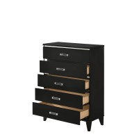 Acme Chelsie Wooden Rectangular Chest With 5 Storage Drawers In Black