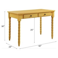 Acme Altmar Wooden Rectangular Writing Desk With 2 Drawers In Yellow