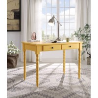 Acme Altmar Wooden Rectangular Writing Desk With 2 Drawers In Yellow
