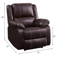 Acme Zuriel Faux Leather Power Recliner With Pillow Top Armrest In Brown