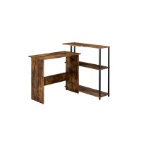 Acme Ievi Wooden Top Writing Desk With Bookcase In Weathered Oak And Black