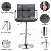 Yaheetech Bar Stools Adjustable Pu Leather Swivel Barstools Modern Counter Stools With Back And Footrest Counter Height Barst