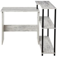 Acme Ievi Wooden Top Writing Desk With Bookcase In Antique White And Black
