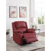 Acme Zuriel Power Recliner With Pillow Top Armrest In Red Faux Leather