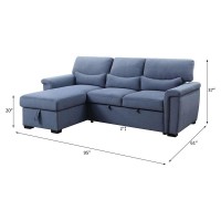 Acme Haruko Fabric Reversible Sleeper Sectional Sofa With Storage In Blue