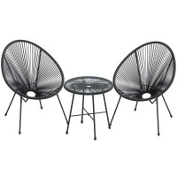 Songmics 3Piece Outdoor Seating Acapulco Chair Modern Patio Furniture Set Glass Top Table And 2 Chairs Indoor And Outdoor Co