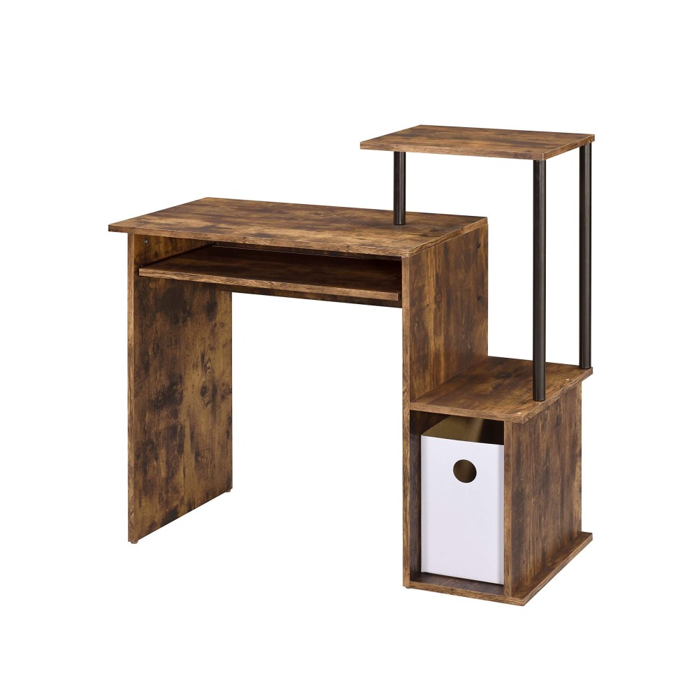 Acme Lyphre Wooden Top Computer Desk In Weathered Oak And Black