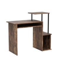 Acme Lyphre Wooden Top Computer Desk In Weathered Oak And Black