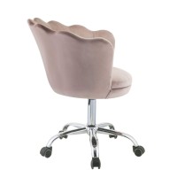 Acme Micco Tufted Velvet Upholstered Office Chair In Rose Quartz And Chrome